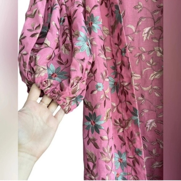 RODNER FIGUEROA Embroidery Floral MIDI Balloon Sleeves Kimono Dress Size M - Picture 8 of 11